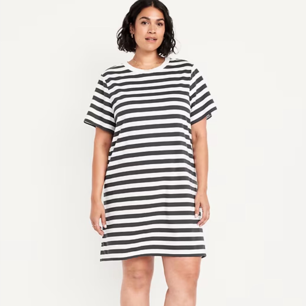 Striped Black and White T-Shirt Dress XXL OLD NAVY